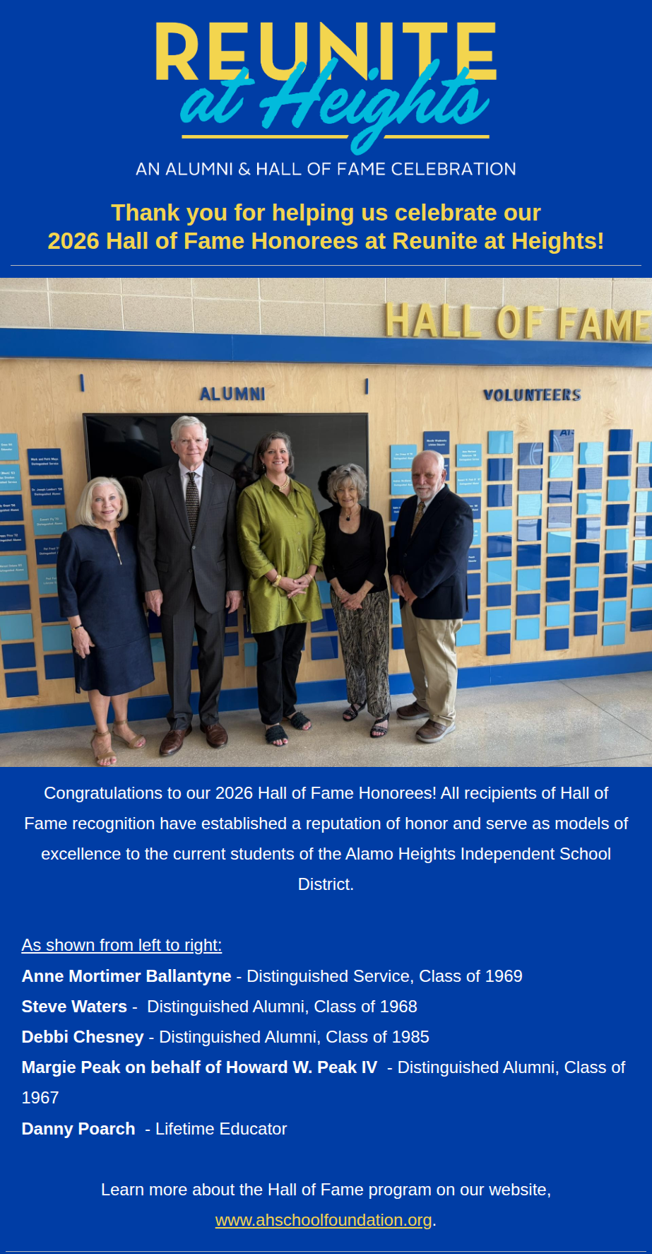 Reunite at Heights - Hall of Fame Celebration