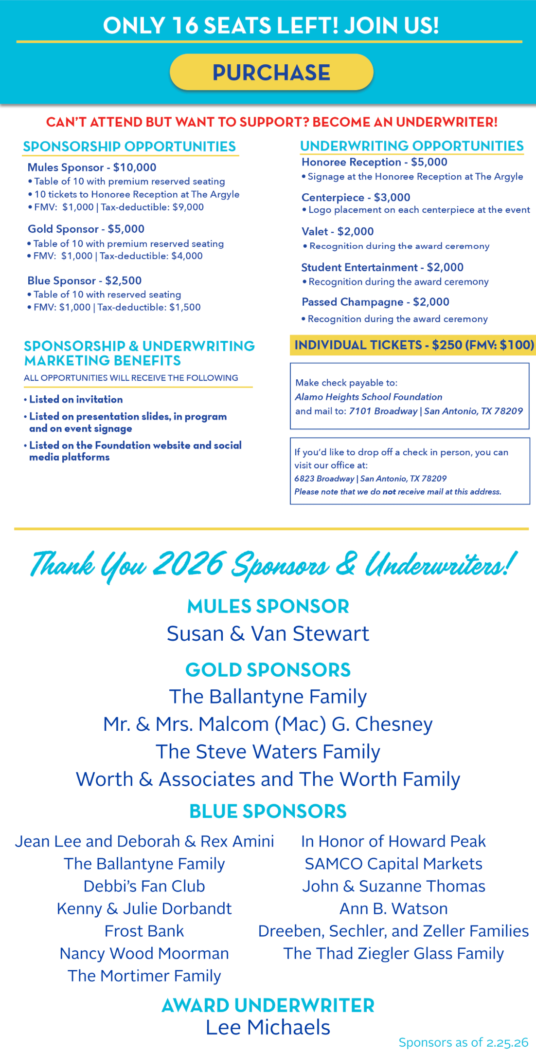 Purchase Tickets / Sponsorships