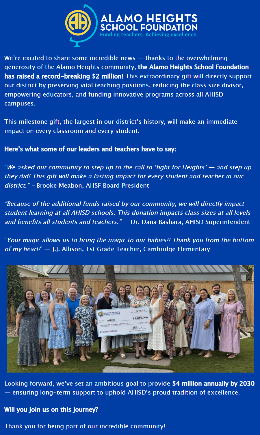 Heights Happenings May 20, 2025 - Thank you, Donors!