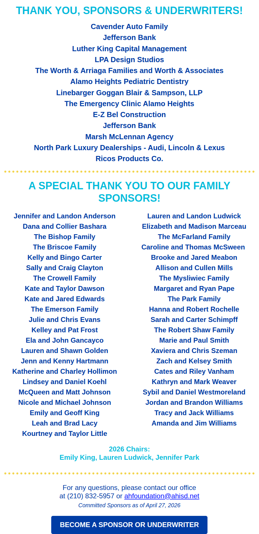 Greater Heights Night - Become a sponsor/underwriter