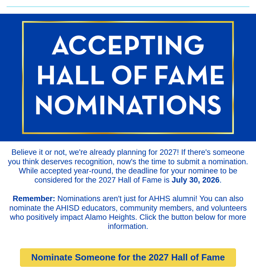 Hall of Fame - nominate